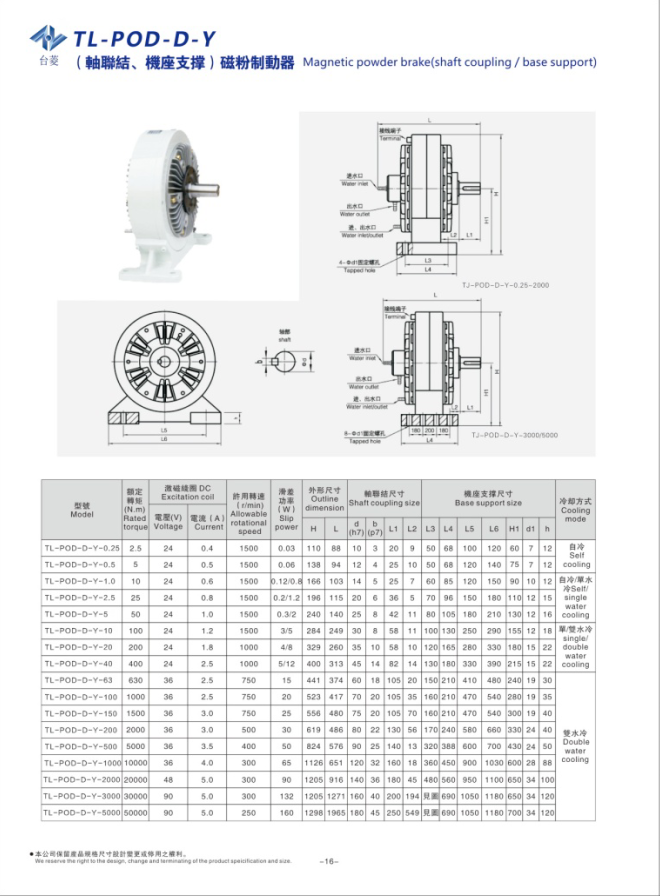 機座式磁粉制動(dòng)器規格型號尺寸參數表